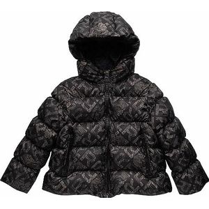 Replay Gewatteerde jas voor meisjes, 098 zwart + gouden print, 4 Jaren