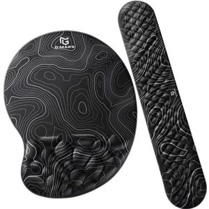 Gimars Verbeterde muismat met Polssteun, Ergonomische Ultra-Zachte Foam Keyboard Wrist Rest met Massage Point, Gladde & Vergrotende Polssteunen en Mousepad voor Computer, Gaming, Kantoor