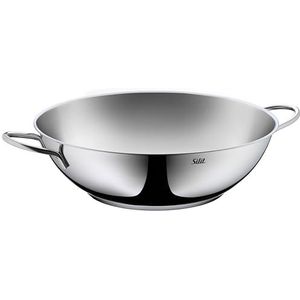 Silit Wok 32cm, Pan + steelpan, Zilver