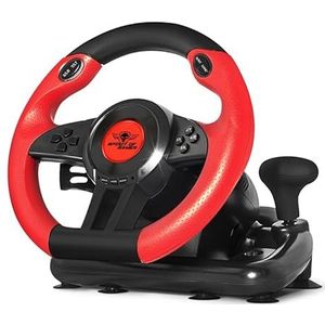 Race Wheel Pro Gaming-racestuur, 26 cm, 180° rotatie, 8 programmeerbare toetsen, pedalen en versnellingsbak, compatibel met Windows 7-11