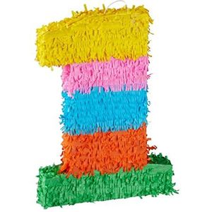 Pinata verjaardag getal, cijfer 1, om op te hangen, voor kinderen & volwassenen, zelf op te vullen,papier, kleurrijk