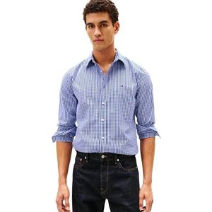 Tommy Hilfiger Heren Flex POPLIN Big Gingham RF Shirt MW0MW41713 L/S Shirt, blauw, XS, Blauw (Wedge Blue/Check), XS