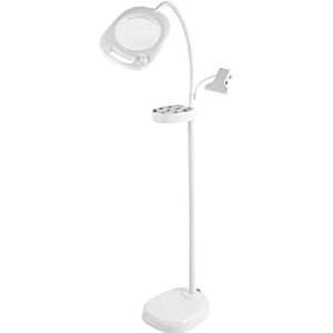 PURElite LED vergrotende vloerlamp, verstelbare tafellamp, wit, dimbaar, houder voor kaarten, accessoire houder