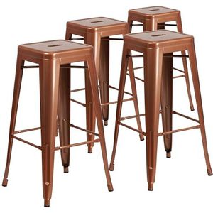 Flash Furniture Kai Commercial Grade 4 Pack 30 ""Hoge Backless Koperen Indoor-Outdoor Barkruk