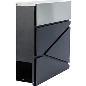 axentia weerbestendige brievenbus antraciet/zilver met krantenvak, ca. 37x37x11 cm