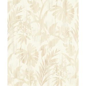 Rasch Behang 410570 - vliesbehang met bladermotief in beige op lichte achtergrond uit de collectie Beachhouse