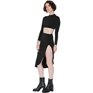 Trendyol Dames vrouw effen gebreide tweedelige set gecoördineerde outfit, Zwart, XL