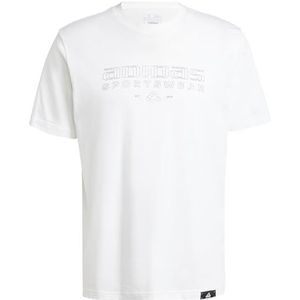 adidas - TECH LINEAR GRAPHIC TEE - T-shirt - Wit - 100% Katoen