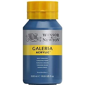 Winsor & Newton 2150232 Galeria acrylverf, hoge pigmentatie, lichtecht en verouderingsbestendig, romige vloeiende consistentie - 500ml Pot, Deep Turquoise