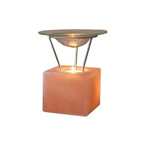 HIMALAYA SALT DREAMS - zoutkristal aromalamp Petite kubus, inclusief glazen schaal en metalen houder
