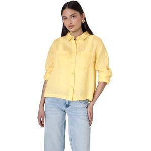 Street One Studio - Linnen Blouse - Geel - Comfortabel - Overhemdkraag - Lange Mouwen