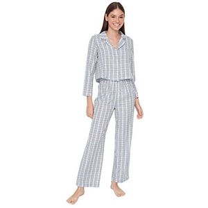 TRENDYOL Pajama Set - Beige - Plaid, blauw, 36