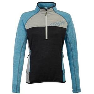 Ande W32002-U580 QUALIDO Lady Half Zip Longshirt Dames Antraciet/Blauw Atoll Maat XS