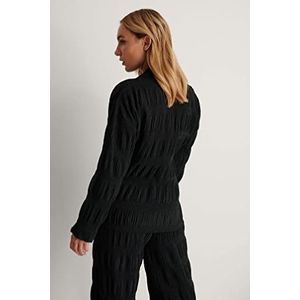 NA-KD Licht geplooid overhemd voor dames, Black, 32