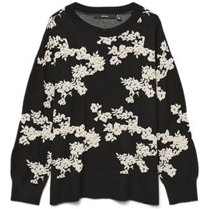 VERO MODA Vmnancy Ls O-Neck Long Pullover Boo Rep, zwart, XS