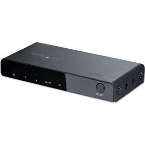StarTech.com 2-Port 8K HDMI Switch, HDMI 2.1 Switcher 4K 120Hz/8K 60Hz, HDMI Videoschakelaar 2 In 1 Out, Automatisch/Handmatig Schakelen, Inc. Power Adapter en Afstandsbediening (2PORT-HDMI-SWITCH-8K)