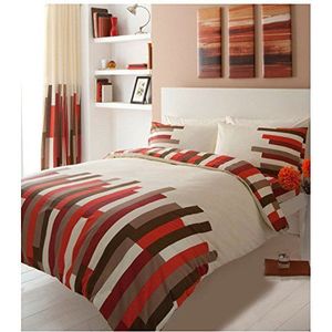 Gaveno Cavailia Blokken Luxe bedset met dekbedovertrek en kussensloop, Polyester-katoen, dubbel crème/rood