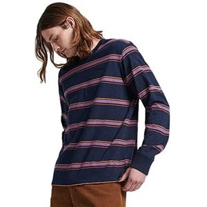 Superdry Vintage Textured Stripe LS Top Herenhemd, Marineblauwe streep, M