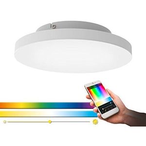 EGLO Connect Turcona-C Led-plafondlamp, 1 lichtpunt, gemaakt van staal, aluminium en kunststof, wit, met afstandsbediening, kleurtemperatuurveranderin