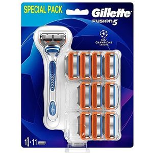 Gillette Fusion5 Scheermes + 11 Navulmesjes, Scheermesjes Voor Mannen, 5 Antifrictiemesjes Voor Maximaal 20 Scheerbeurten Per Navulmesje, Past In Brievenbus