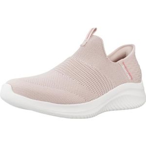 Skechers Ultra Flex 3.0 Cozy Streak Sneaker voor dames, Roze gebreide rand, 38.5 EU