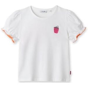 Sanetta T-shirt voor kinderen, meisjes, korte mouwen, pofmouwen, 100% biologisch katoen, wit pebble, 98 cm