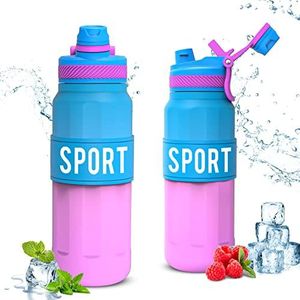 KollyKolla Drinkfles sport 1000 ml, drinkfles geschikt voor koolzuur, drinkfles voor fietsen, BPA-vrij, sportfles voor hardlopen, yoga, fitness, outdoor