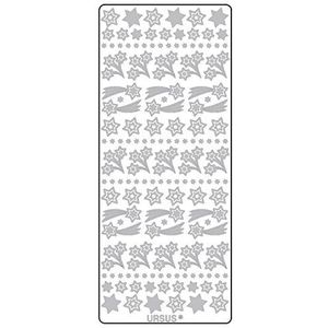 Ursus 59310066 creatieve stickers, vallende sterren, zilver, 5 vellen, zelfklevend, ideaal voor het maken van kaarten en het decoreren van geschenken, stickervel ca. 10 x 23 cm