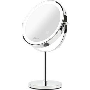 Girmi BE02 Make-upspiegel met ledlicht, vergrootglas met 1x/3-voudige vergroting, verlichting in 3 kleuren, oplaadbaar met dubbele spiegel, 360 graden draaibaar en touch-knop, chroom