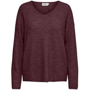 ONLY Gebreide trui voor dames met V-hals, Port Royale/Detail: melange, 3XL