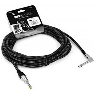 Invotone ACI1606BK jack kabel 6,35 mm gehoekt met textielversterking R/B/N, 6 m, zwart