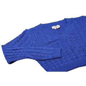 Aleva Dames korte trui met V-hals en twist-gebreid koningsblauw maat XS/S, koningsblauw, XS