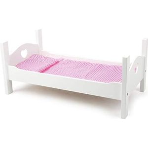 Small Foot Houten Poppenbed Met Beddengoed 50 Cm Wit/roze