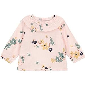 Petit Bateau Blouse voor meisjes met lange mouwen van bedrukt katoenen gaas voor baby's, saline/multico, 3 Jaar
