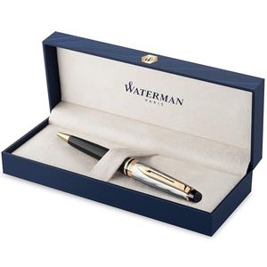 Waterman Expert balpen | metaal en zwarte lak met gouden detail en gebeitelde dop | medium punt | met Geschenkdoos