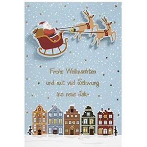 bsb Wenskaart kerstkaart ""Vrolijk Kerst"" met Kerstman en slee - de kaart met de draai