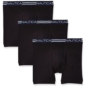 Nautica Men's 3-Pack Cotton Boxer Brief, Black New, SM