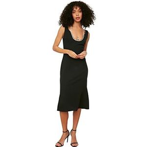 TRENDYOL Vrouw Midi Bodycon Regular geweven stof jurk, zwart, 40