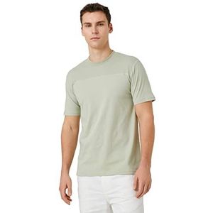 Koton Heren T-shirt met ronde hals met korte mouwen en naden, kaki (853), XL