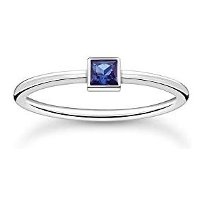 Thomas Sabo Damen Ring aus 925er Sterling-Silber mit Blauem Stein, Gr: 54, TR2395-699-32-54