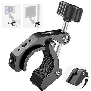 NEEWER Super Clamp met koude kam en schroefdraadgaten, 1/4 inch, maximale belasting 2 kg, klemhouder in krabvorm voor de meeste fotografie-accessoires, compatibel met SmallRig, zwart, ST84
