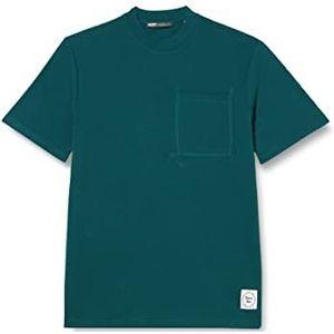 Koton Heren T-shirt met ronde hals en zakken, gedetailleerde print, korte mouwen, groen (785), L