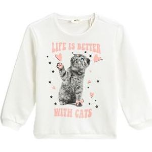 Koton Sweatshirt met lange mouwen en ronde hals voor meisjes, ecru(010), 5-6 jaar