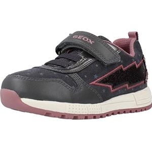 Geox B ALBEN Girl A Sneakers voor jongens en meisjes, DK grijs/roze, 25 EU