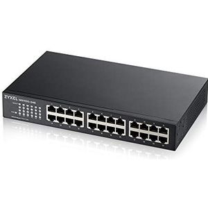 ZyXEL GS1100-24E Gigabit Ethernet Network Switch (10/100/1000), Zwart, Netwerkswitch (onbeheerd, Gigabit Ethernet (10/100/1000))