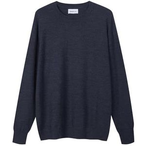 Diana Studio Trui met ronde hals, basic, grijs, heren, 100% merinowol, effen, lange mouwen, maat XL, regular fit, Grijs, XL-3XL