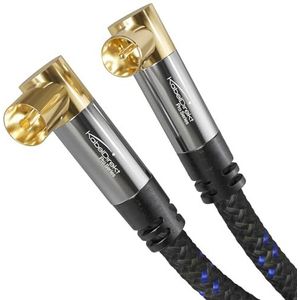 KabelDirekt – Antennekabel 90° haaks – 12,5 m – gevlochten (75 Ohm, coax stekker > coax contrastekker coax kabel geschikt voor tv, HDTV, radio, DVB-T, DVB-C, DVB-S, DVB-S2, haakse stekker)