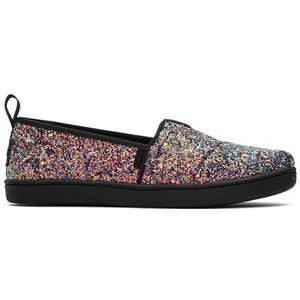 TOMS Klassieke Alpargata instappers voor meisjes, Zwarte Chunky Glitter, 37.5 EU