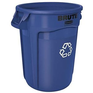 Rubbermaid Commercial Brute Ronde Container 37.9L - Wit, 75.7 L, Blauw Recycling, 1