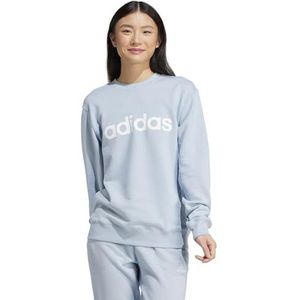 adidas Dames Essentials Linear French Terry Sweater, S, Wonder Blauw/Wit, S